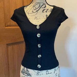 Black Shein Top with Buttons